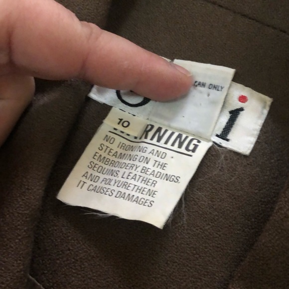 Vintage Double Breasted 100% Wool Embellished Brown Suit Jacket size 10 *FLAW - Picture 4 of 10